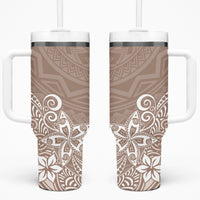 Hawaii Tumbler With Handle Plumeria Beige Curves