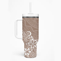 Hawaii Tumbler With Handle Plumeria Beige Curves