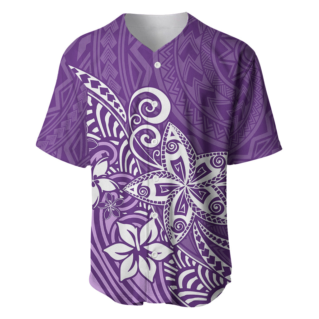 Polynesia Baseball Jersey Plumeria Purple Curves LT7 Purple - Polynesian Pride