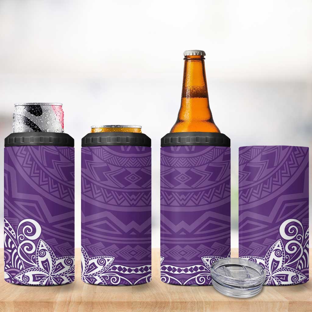 Hawaii 4 in 1 Can Cooler Tumbler Plumeria Purple Curves