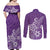 Polynesia Couples Matching Off Shoulder Maxi Dress and Long Sleeve Button Shirts Plumeria Purple Curves LT7 - Polynesian Pride