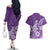 Polynesia Couples Matching Off The Shoulder Long Sleeve Dress and Hawaiian Shirt Plumeria Purple Curves LT7 - Polynesian Pride