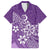 Hawaii Family Matching Outfits Polynesia Off Shoulder Long Sleeve Dress And Shirt Family Set Clothes Plumeria Purple Curves LT7