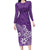 Polynesia Long Sleeve Bodycon Dress Plumeria Purple Curves LT7 Long Dress Purple - Polynesian Pride