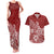 Polynesia Couples Matching Tank Maxi Dress And Hawaiian Shirt Plumeria Red Curves LT7 Red - Polynesian Pride