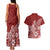 Polynesia Couples Matching Tank Maxi Dress And Hawaiian Shirt Plumeria Red Curves LT7 - Polynesian Pride