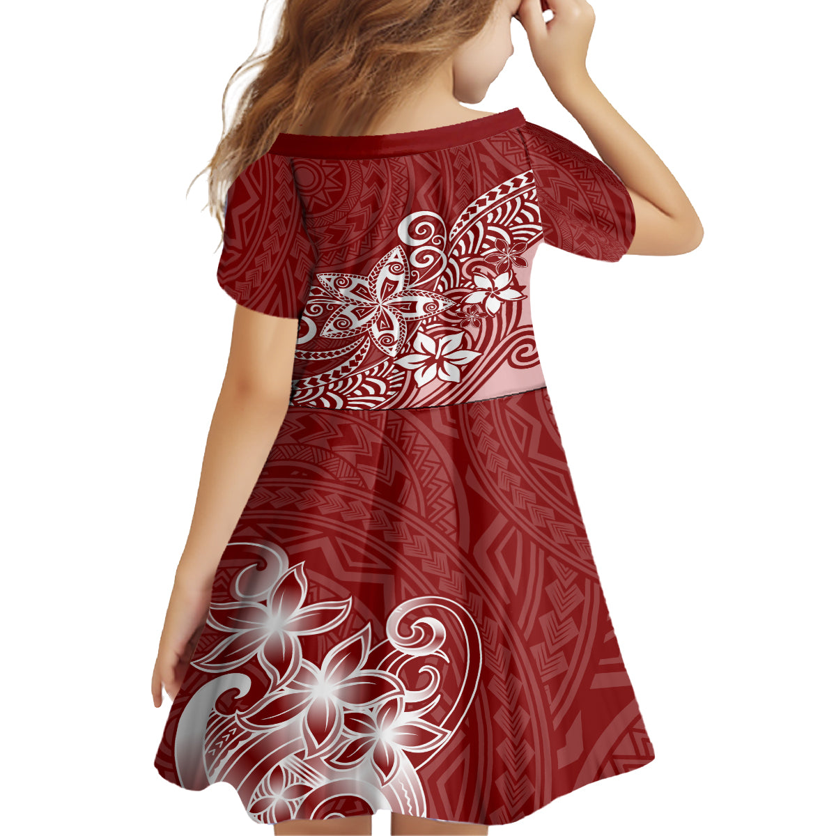 Hawaii Family Matching Outfits Polynesia Summer Maxi Dress And Shirt Family Set Clothes Plumeria Red Curves LT7 - Polynesian Pride