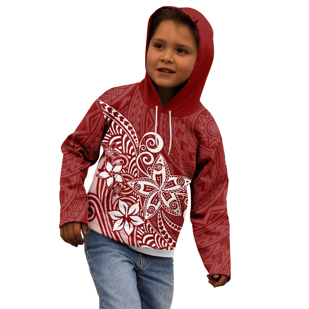 Polynesia Kid Hoodie Plumeria Red Curves LT7 - Polynesian Pride
