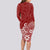Polynesia Long Sleeve Bodycon Dress Plumeria Red Curves LT7 - Polynesian Pride