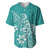 Polynesia Baseball Jersey Plumeria Teal Curves LT7 Teal - Polynesian Pride