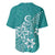 Polynesia Baseball Jersey Plumeria Teal Curves LT7 - Polynesian Pride