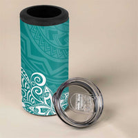 Hawaii 4 in 1 Can Cooler Tumbler Plumeria Teal Curves