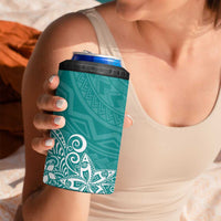Hawaii 4 in 1 Can Cooler Tumbler Plumeria Teal Curves
