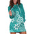 Polynesia Hoodie Dress Plumeria Teal Curves LT7 Teal - Polynesian Pride