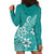 Polynesia Hoodie Dress Plumeria Teal Curves LT7 - Polynesian Pride