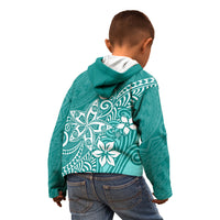 Polynesia Kid Hoodie Plumeria Teal Curves LT7 - Polynesian Pride