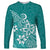 Polynesia Long Sleeve Shirt Plumeria Teal Curves LT7 Unisex Teal - Polynesian Pride