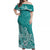 Polynesia Off Shoulder Maxi Dress Plumeria Teal Curves LT7 Women Teal - Polynesian Pride