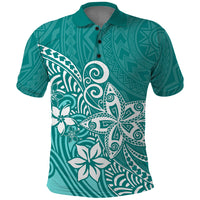 Polynesia Polo Shirt Plumeria Teal Curves LT7 Teal - Polynesian Pride