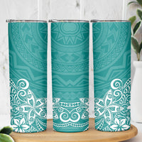 Hawaii Skinny Tumbler Plumeria Teal Curves
