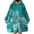 Polynesia Wearable Blanket Hoodie Plumeria Teal Curves LT7 - Polynesian Pride