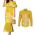 Polynesia Couples Matching Mermaid Dress and Long Sleeve Button Shirts Plumeria Yellow Curves LT7 Yellow - Polynesian Pride