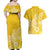 Polynesia Couples Matching Off Shoulder Maxi Dress and Hawaiian Shirt Plumeria Yellow Curves LT7 - Polynesian Pride