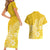 Polynesia Couples Matching Short Sleeve Bodycon Dress and Hawaiian Shirt Plumeria Yellow Curves LT7 - Polynesian Pride