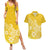 Polynesia Couples Matching Summer Maxi Dress and Hawaiian Shirt Plumeria Yellow Curves LT7 Yellow - Polynesian Pride