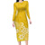 Polynesia Long Sleeve Bodycon Dress Plumeria Yellow Curves LT7 Long Dress Yellow - Polynesian Pride