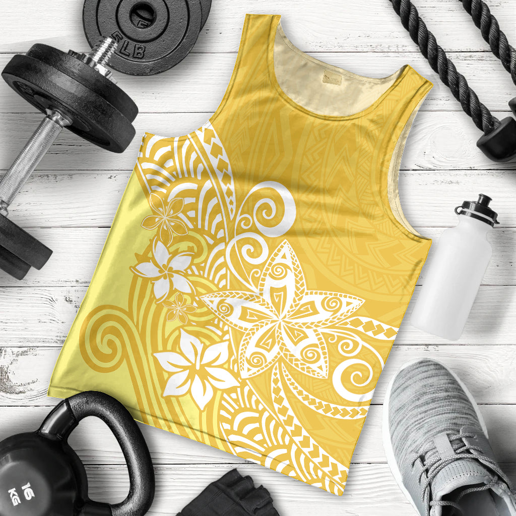 Polynesia Men Tank Top Plumeria Yellow Curves LT7 Yellow - Polynesian Pride