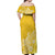 Polynesia Off Shoulder Maxi Dress Plumeria Yellow Curves LT7 - Polynesian Pride