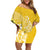 Polynesia Off Shoulder Short Dress Plumeria Yellow Curves LT7 Women Yellow - Polynesian Pride