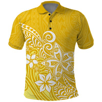 Polynesia Polo Shirt Plumeria Yellow Curves LT7 Yellow - Polynesian Pride