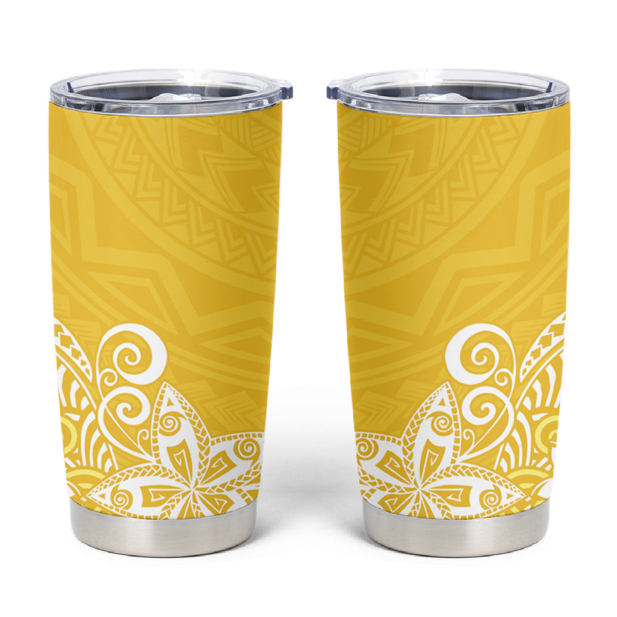 Hawaii Tumbler Cup Plumeria Yellow Curves