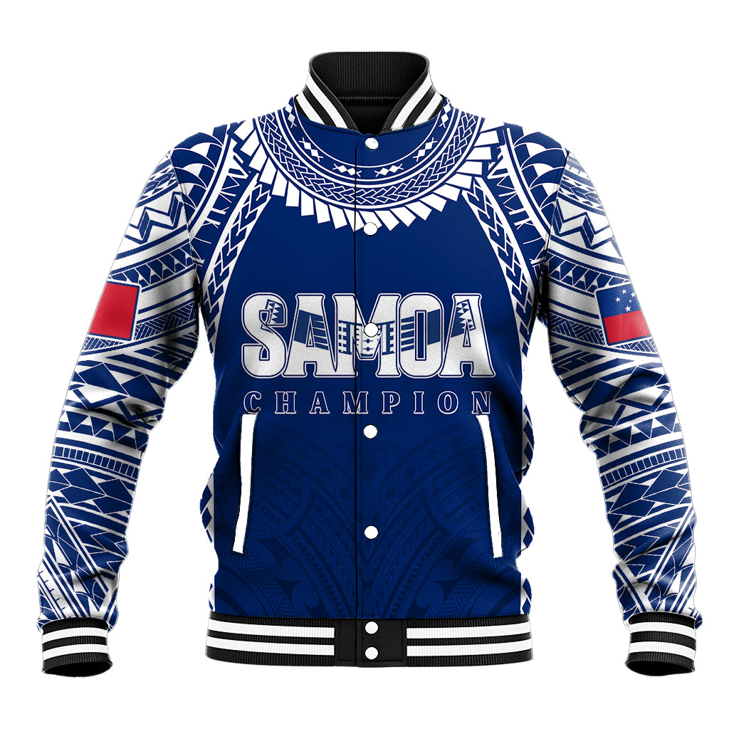 Personalised Samoa Rugby Baseball Jacket WC 2023 Champions LT7 Unisex Blue - Polynesian Pride