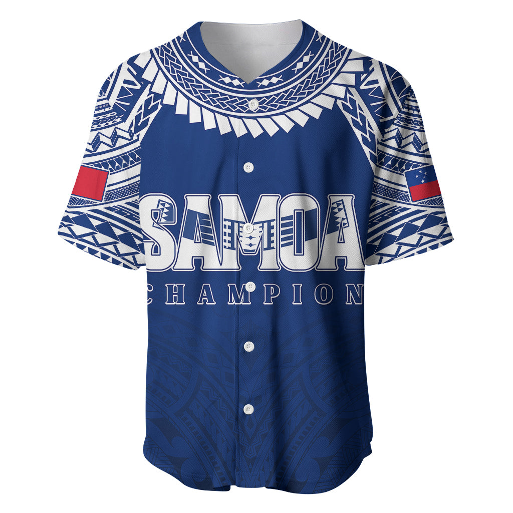 Personalised Samoa Rugby Baseball Jersey WC 2023 Champions LT7 Blue - Polynesian Pride