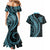 Polynesian Pride Couples Matching Mermaid Dress and Hawaiian Shirt Turtle Hibiscus Luxury Style - Aquamarine LT7 - Polynesian Pride