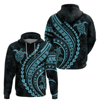 Polynesian Pride Hoodie Turtle Hibiscus Luxury Style - Aquamarine LT7 - Polynesian Pride