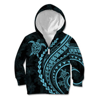 Polynesian Pride Kid Hoodie Turtle Hibiscus Luxury Style - Aquamarine LT7 Zip Hoodie Aquamarine - Polynesian Pride
