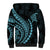 Polynesian Pride Sherpa Hoodie Turtle Hibiscus Luxury Style - Aquamarine LT7 - Polynesian Pride