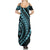 Polynesian Pride Summer Maxi Dress Turtle Hibiscus Luxury Style - Aquamarine LT7 - Polynesian Pride