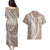 Polynesian Pride Couples Matching Puletasi Dress and Hawaiian Shirt Turtle Hibiscus Luxury Style - Beige LT7 - Polynesian Pride