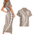 Polynesian Pride Couples Matching Short Sleeve Bodycon Dress and Hawaiian Shirt Turtle Hibiscus Luxury Style - Beige LT7 - Polynesian Pride