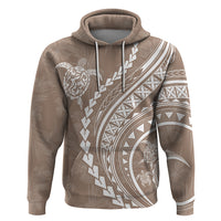 Polynesian Pride Hoodie Turtle Hibiscus Luxury Style - Beige LT7 Beige - Polynesian Pride