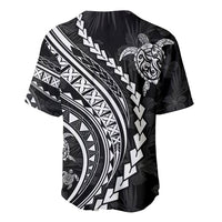 Polynesian Pride Baseball Jersey Turtle Hibiscus Luxury Style - Black LT7 - Polynesian Pride