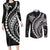 Polynesian Pride Couples Matching Long Sleeve Bodycon Dress and Long Sleeve Button Shirts Turtle Hibiscus Luxury Style - Black LT7 Black - Polynesian Pride