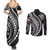 Polynesian Pride Couples Matching Summer Maxi Dress and Long Sleeve Button Shirts Turtle Hibiscus Luxury Style - Black LT7 - Polynesian Pride