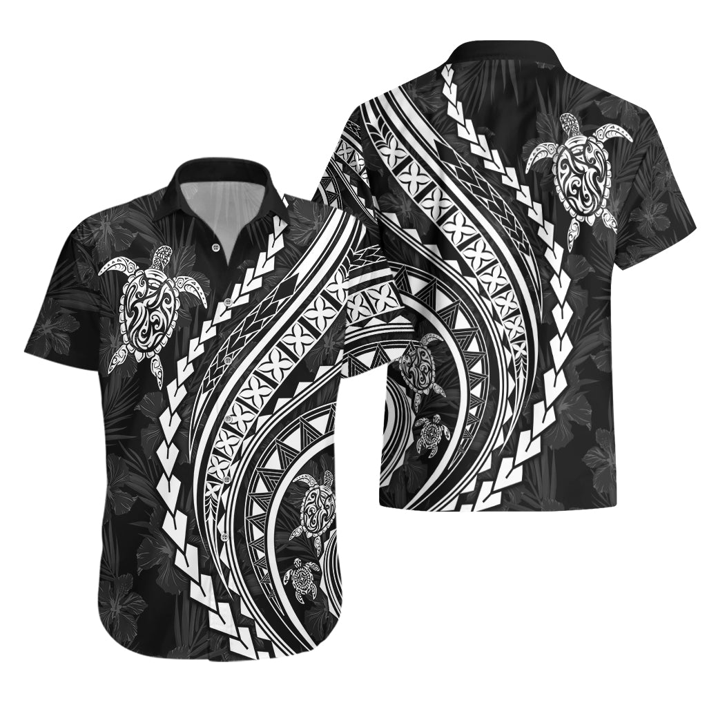 Polynesian Pride Hawaiian Shirt Turtle Hibiscus Luxury Style - Black LT7 - Polynesian Pride