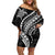 Polynesian Pride Off Shoulder Short Dress Turtle Hibiscus Luxury Style - Black LT7 Women Black - Polynesian Pride